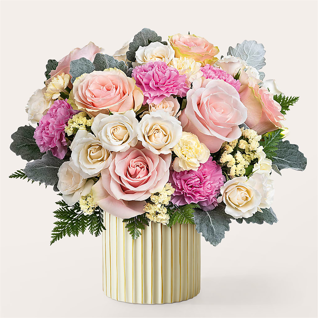 Blissful Moments Bouquet with Ivory Vase – Paoli Mercantile, Paoli IN