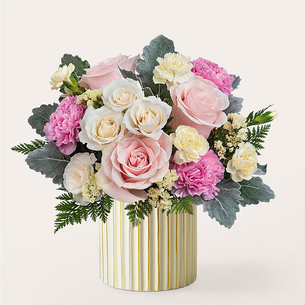 Blissful Moments Bouquet with Ivory Vase – Paoli Mercantile, Paoli IN