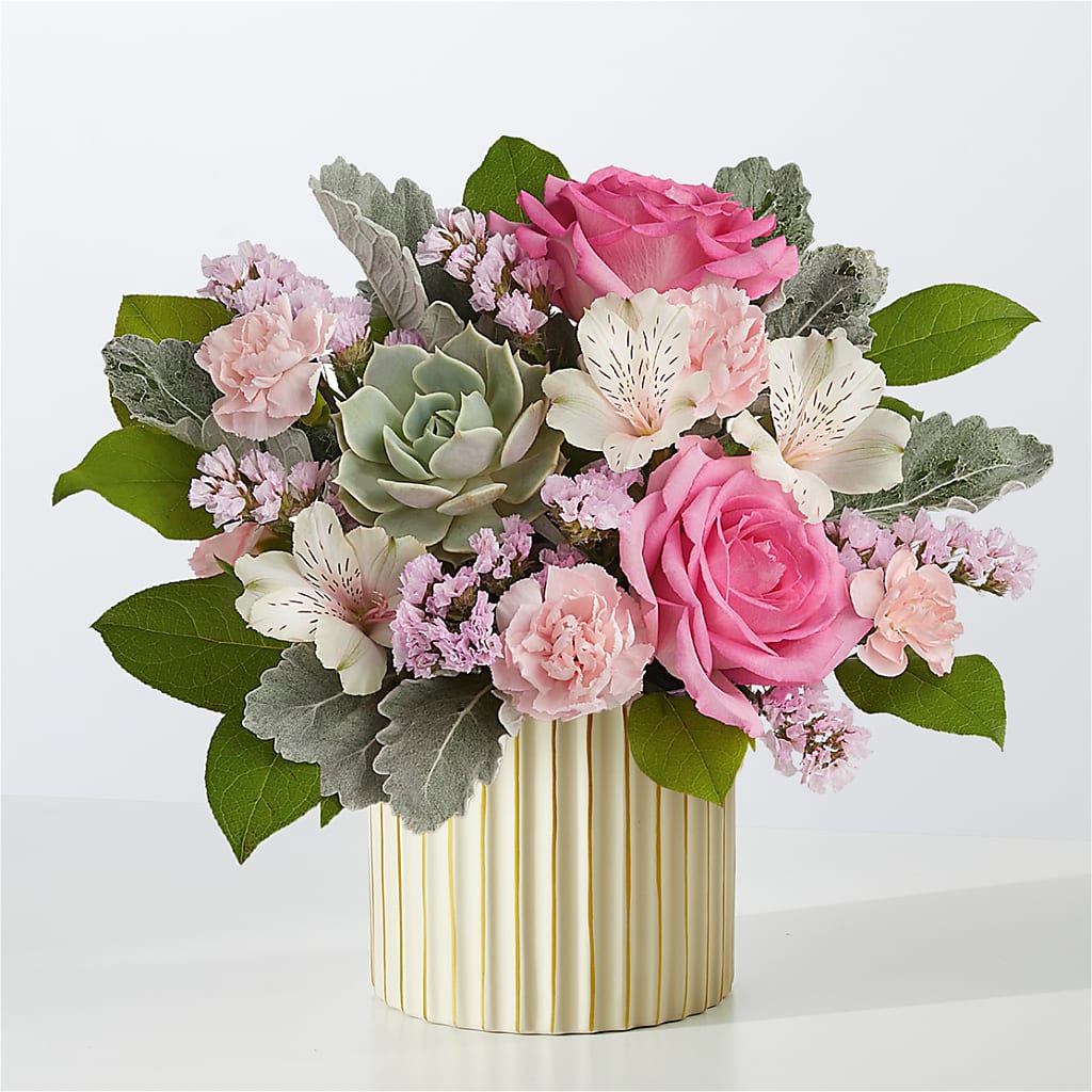 Dusty Rose Bouquet with Ivory Vase – Paoli Mercantile, Paoli IN