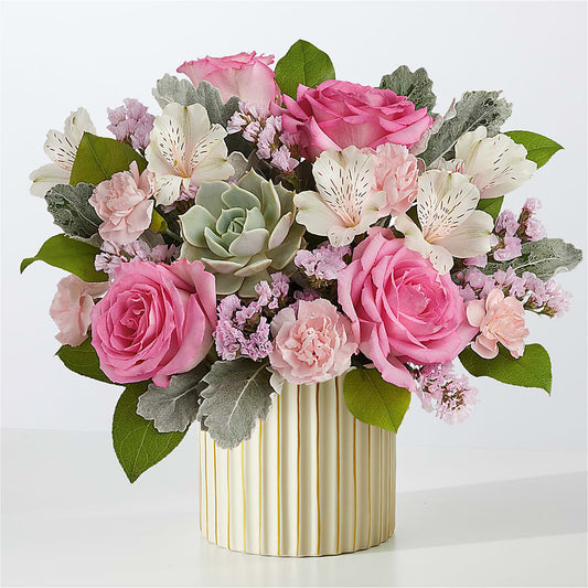 Dusty Rose Bouquet with Ivory Vase –  Paoli Mercantile, Paoli IN