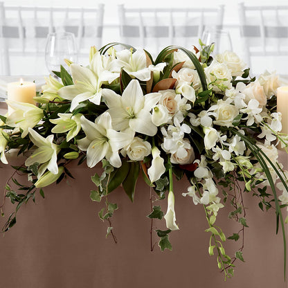 White Linen Arrangement –  Paoli Mercantile, Paoli IN